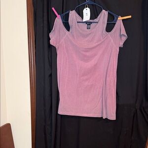 #32–Rue21 Pink Distressed Cold Shoulder Tee